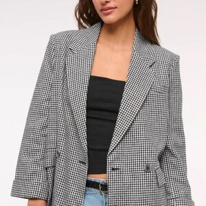 Abercrombie & Fitch Black and White Checkered Blazer